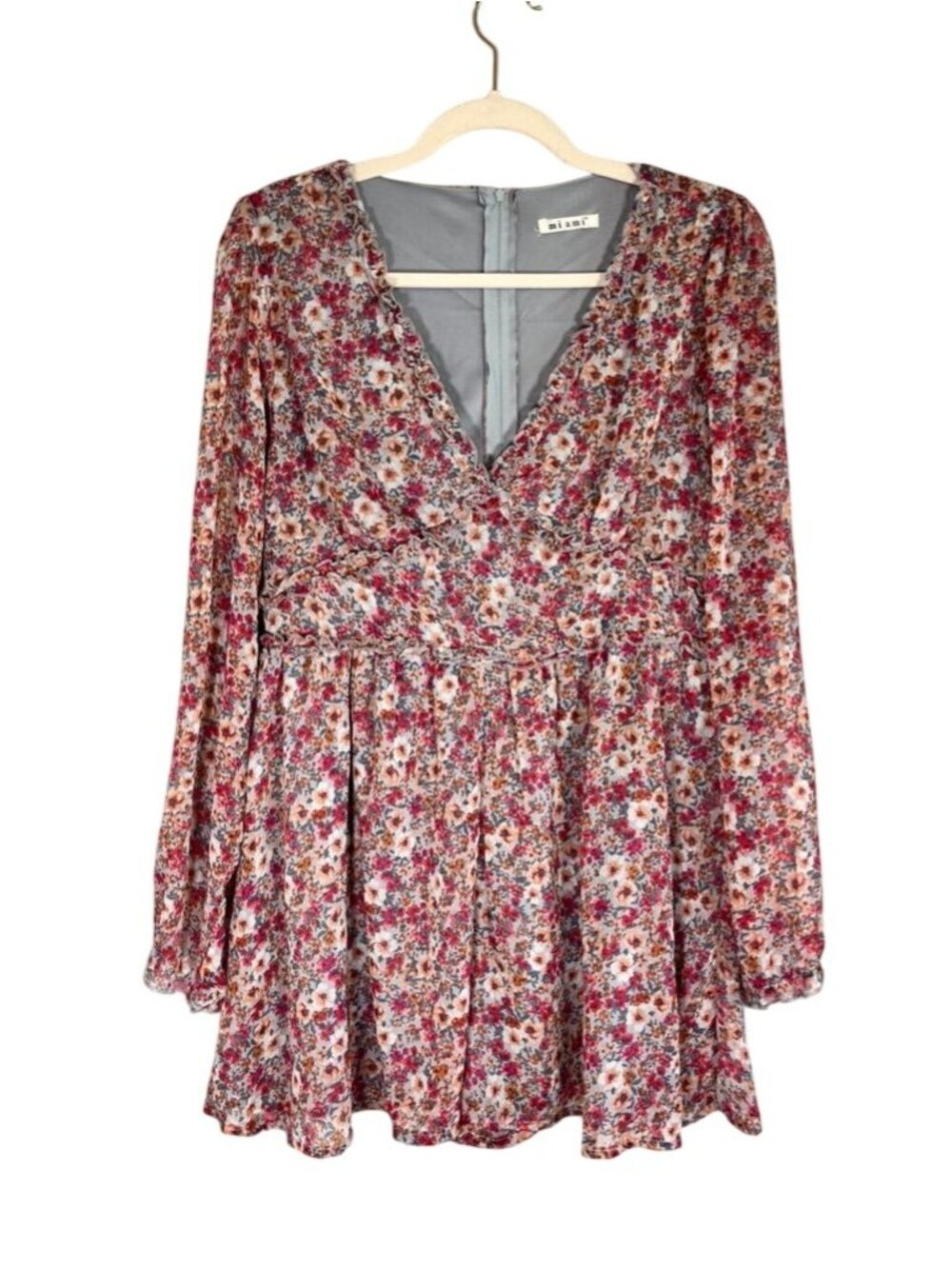 Colorful Floral Romper L Boho Indie Folk Peasant Western Cottage Y2K Chic Ruffle